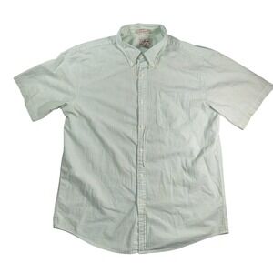 LL Bean Shirt Mens Large Green Stripe Button Down Traditional Fit Cotton Casual